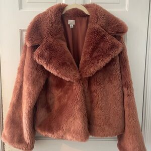 Dusty Rose Faux Fur Jacket
